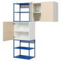 IKEA PLATSA ПЛАТСА Комбинация открытых стеллажей с 3 дверцами, белый Kalbåden / синий 09522910 | 095.229.10
