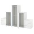 IKEA PLATSA ПЛАТСА Гардероб с 3 дверями / 6 ящиками, белый STRAUMEN зеркальное стекло / FONNES белый, 300x57x181 см 19436969 | 194.369.69
