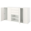 IKEA PLATSA ПЛАТСА Гардероб с 4 дверями / 3 ящиками, белый FONNES белый / SANNIDAL белый, 240x57x123 см 19425150 194.251.50