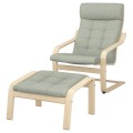 IKEA POÄNG Кресло с подставкой для ног, березовый шпон/Гуннаред светло-зеленый 19501926 | 195.019.26