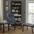 IKEA POÄNG Кресло с подставкой для ног, черно-коричневый/Гуннаред синий 99502192 995.021.92