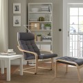 IKEA POÄNG Кресло с подставкой для ног, дубовый шпон, беленый/Гуннаред темно-серый 19502092 195.020.92