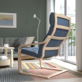 IKEA POÄNG Кресло, дубовый шпон, беленый/Гуннаред синий 79502188 | 795.021.88