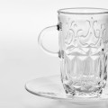 IKEA SÄLLSKAPLIG СЭЛЛЬСКАПЛИГ Чашка с блюдцем, прозрачное стекло / узор, 7 сл 50478004 504.780.04