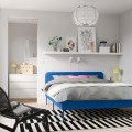 IKEA SLATTUM Кровать с обивкой, Knisa ярко-синий, 140x200 см 20571268 | 205.712.68