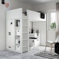 IKEA SMÅSTAD СМОСТАД Кровать-чердак, белый бледно-бирюзовый / со столом с 2 полками, 90x200 см 09520336 095.203.36