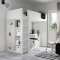 IKEA SMÅSTAD СМОСТАД Кровать-чердак, белый серый / со столом с 2 полками, 90x200 см 69520258 695.202.58