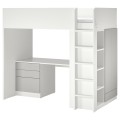 IKEA SMÅSTAD СМОСТАД Кровать-чердак, белый серый / со столом с 2 полками, 90x200 см 69520258 695.202.58