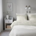 IKEA SORGMANTEL Пододеяльник и наволочка, белый / зеленый, 150x200/50x60 см 10549490 105.494.90