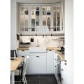 IKEA METOD МЕТОД Угловой настенный шкаф с полками / стеклянная дверь, белый / Stensund бежевый, 68x100 см 39407975 | 394.079.75