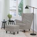 IKEA STRANDMON СТРАНДМОН Кресло с подставкой для ног, Vibberbo черный / бежевый 29483903 294.839.03