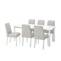 IKEA STRANDTORP / BERGMUND СТРАНДТОРП / БЕРГМУНД Стол и 6 стульев, белый / Orrsta светло-серый, 150/205/260 cм 39441093 394.410.93