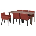 IKEA STRANDTORP / MÅRENÄS Стол и 6 стульев, коричнево-черный/рыже-коричневый, 150/205/260 см 89518834 | 895.188.34
