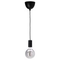 IKEA SUNNEBY СУННЕБЮ / MOLNART Подвесной светильник, черный / сфера серое стекло прозрачное, 125 мм 19478313 194.783.13