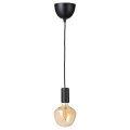 IKEA SUNNEBY СУННЕБЮ / MOLNART Подвесной светильник с лампочкой, черный колоколообразный / коричневое прозрачное стекло 79491203 794.912.03