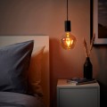 IKEA SUNNEBY СУННЕБЮ / MOLNART Подвесной светильник с лампочкой, черный колоколообразный / коричневое прозрачное стекло 79491203 794.912.03