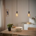 IKEA SUNNEBY СУННЕБЮ / MOLNART Подвесной светильник с лампочкой, шар / серый прозрачное стекло черный, 95 мм 89478263 | 894.782.63