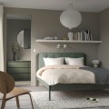 IKEA TÄLLÅSEN Кровать с обивкой, Kulsta серо-зеленый / Leirsund, 160x200 см 19514783 195.147.83