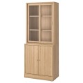 IKEA TONSTAD Комбинация с раздвижными дверьми, дубовый шпон/бесцветное стекло, 82x201 см 39515055 395.150.55