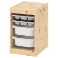 IKEA TROFAST Комбинация для хранения с контейнерами / лотками, светлая беленая сосна серый / белый, 32x44x52 см 59533280 | 595.332.80
