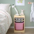 IKEA TROFAST ТРУФАСТ Комбинация для хранения с контейнером / лотками, светлая беленая сосна серый / розовый 09523580 | 095.235.80