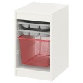 IKEA TROFAST ТРУФАСТ Комбинация для хранения с контейнером / лотками, белый серый / светло-красный, 34х44х56 см 29480787 294.807.87