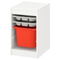 IKEA TROFAST ТРУФАСТ Комбинация для хранения с контейнером / лотками, белый серый / оранжевый, 34х44х56 см 19480392 | 194.803.92