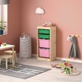 IKEA TROFAST ТРУФАСТ Комбинация для хранения + контейнеры, светлая беленая сосна зеленый / розовый, 44x30x91 см 59338090 593.380.90