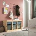 IKEA TROFAST ТРУФАСТ Комбинация для хранения + контейнеры, светлая беленая сосна серо-голубой / светлый зелено-серый, 93x44x52 cм 19480820 194.808.20