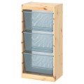 IKEA TROFAST ТРУФАСТ Комбинация для хранения + контейнеры, светлая беленая сосна / серо-голубой, 44x30x91 см 59477482 594.774.82