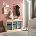 IKEA TROFAST ТРУФАСТ Комбинация для хранения + контейнеры, светлая беленая сосна / серо-голубой, 93x44x52 cм 39480843 394.808.43