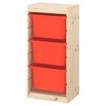 IKEA TROFAST ТРУФАСТ Комбинация для хранения + контейнеры, светлая беленая сосна / оранжевый, 44x30x91 см 29335941 293.359.41