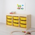 IKEA TROFAST ТРУФАСТ Комбинация для хранения + контейнеры, светлая беленая сосна / желтый, 93x44x52 cм 39240867 | 392.408.67