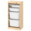 IKEA TROFAST ТРУФАСТ Комбинация для хранения с контейнерами / подносом, светлая беленая сосна белый / серый, 44x30x91 см 79478386 794.783.86
