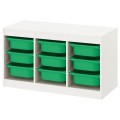 IKEA TROFAST ТРУФАСТ Комбинация для хранения + контейнеры, белый / зеленый, 99x44x56 см 69331564 693.315.64