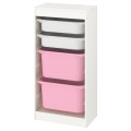 IKEA TROFAST ТРУФАСТ Комбинация для хранения + контейнеры, белый / белый розовый, 46x30x94 см 69337801 693.378.01
