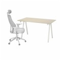IKEA TROTTEN / MATCHSPEL Письменный стол и стул, бежевый / белый светло-серый 79537753 795.377.53