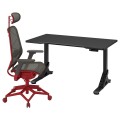 IKEA UPPSPEL / STYRSPEL Геймерский стол и стул, черный серый / красный, 140x80 см 89491373 | 894.913.73