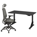 IKEA UPPSPEL / STYRSPEL Геймерский стол и стул, черный / серый, 140x80 см 89491491 894.914.91