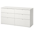 IKEA VIHALS Комод, 6 ящиков, белый / функция блокировки / разблокировки, 140x47x70 см 80490113 804.901.13