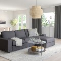 IKEA VIMLE ВИМЛЕ 3-местный диван с козеткой, с широкими подлокотниками Gunnared / средне-серый 99401292 | 994.012.92