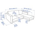 IKEA VIMLE ВИМЛЕ 3-местный диван с козеткой, Hallarp серый 59399130 593.991.30