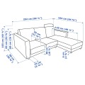 IKEA VIMLE ВИМЛЕ 3-местный диван с козеткой, с подголовником Saxemara / светло-голубой 99399133 | 993.991.33