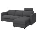 IKEA VIMLE ВИМЛЕ 3-местный диван с козеткой, с подголовником / Hallarp серый 89399124 893.991.24