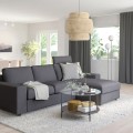 IKEA VIMLE ВИМЛЕ 3-местный диван с козеткой, с подголовником с широкими подлокотниками / Gunnared серый 69401298 694.012.98