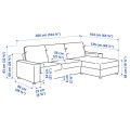 IKEA VIMLE ВИМЛЕ 3-местный диван с козеткой, с широкими подлокотниками / Hallarp серый 29401422 | 294.014.22