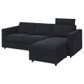 IKEA VIMLE ВИМЛЕ Чехол на 3-местный диван с козеткой, с подголовником Saxemara / черно-синий 79425086 794.250.86