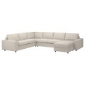 IKEA VIMLE Угловой диван раскладной 5-местный с козеткой, с широкими подлокотниками / Gunnared бежевый 39545203 | 395.452.03