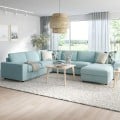 IKEA VIMLE ВИМЛЕ Угловой диван 5-местный с козеткой, с широкими подлокотниками / Saxemara голубой 29401827 294.018.27