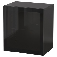 IKEA BESTÅ БЕСТО Настінна комбінація шаф, глянсовий / чорний / Glassvik, 60x42x64 см 29439825 | 294.398.25